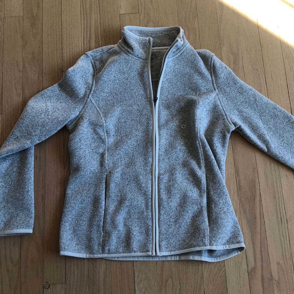 Warm gray light zip up sweatshirt